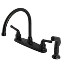 Kingston Brass Magellan Double-Handle 8" Centerset Kitchen Faucet with Side Sprayer, Matte Black (FB790SP)