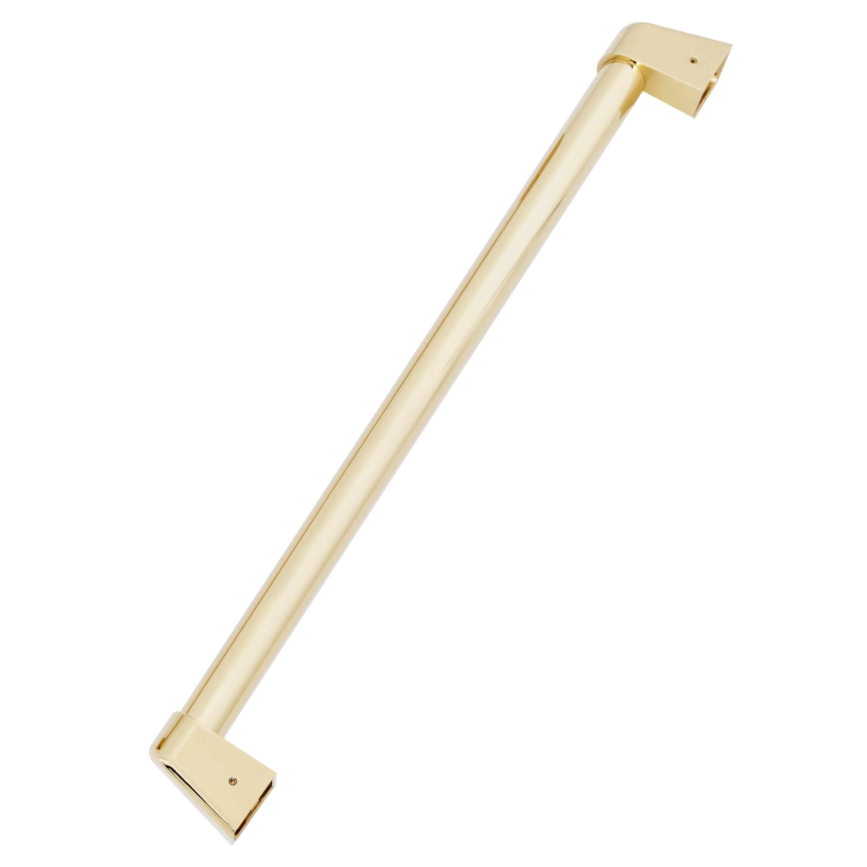Gold long bar drawer handle with rectangular mounting end plates