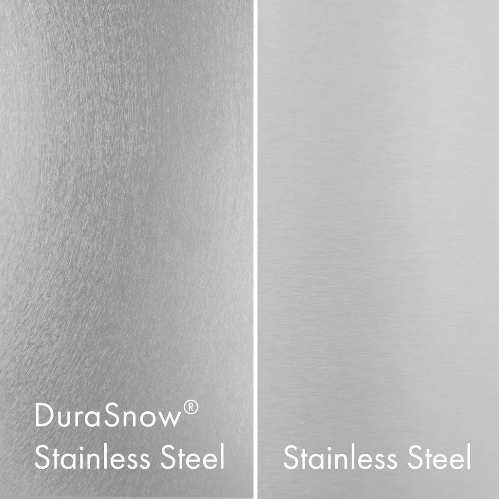 DuraSnow stainless steel finish samples: satin stainless steel surfaces