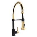 ZLINE Autograph Edition Apollo Pull Down Spring Single Handle Kitchen Faucet in Matte Black & Champagne Bronze (APL-KF-ZMBCB)