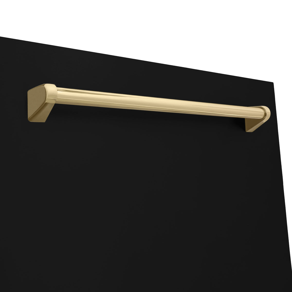 Champagne bronze handle on matte black dishwasher door