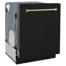 ZLINE Autograph Edition 24-Inch Monument Series 3rd Rack Top Touch Control Tall Tub Dishwasher in Black Matte with Champagne Bronze Handle (DWMTZ-BLM-24-CB)