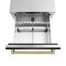 ZLINE Autograph Edition 24-Inch Touchstone Refrigerator Drawer in Black Stainless Steel and Champagne Bronze Handles (RDSOZ-BS-24-CB)