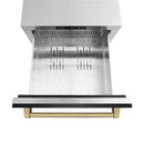 ZLINE Autograph Edition 24-Inch Touchstone Refrigerator Drawer in Black Stainless Steel and Champagne Bronze Handles (RDSOZ-BS-24-CB)