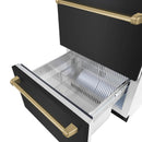 ZLINE Autograph Edition 24-Inch Touchstone Refrigerator Drawer in Black Stainless Steel and Champagne Bronze Handles (RDSOZ-BS-24-CB)