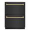 ZLINE Autograph Edition 24-Inch Touchstone Refrigerator Drawer in Black Stainless Steel and Champagne Bronze Handles (RDSOZ-BS-24-CB)