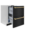 ZLINE Autograph Edition 24-Inch Touchstone Refrigerator Drawer in Black Stainless Steel and Champagne Bronze Handles (RDSOZ-BS-24-CB)