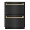 ZLINE Autograph Edition 24-Inch Touchstone Refrigerator Drawer in Black Stainless Steel and Gold Handles (RDSOZ-BS-24-G)
