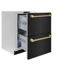 ZLINE Autograph Edition 24-Inch Touchstone Refrigerator Drawer in Black Stainless Steel and Gold Handles (RDSOZ-BS-24-G)