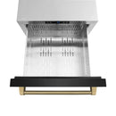 ZLINE Autograph 24-Inch Touchstone Refrigerator Drawer with Black Stainless Steel Doors & Bronze Helix Handles (RDSOZ-BS-24-KCB)