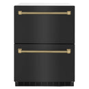 ZLINE Autograph 24-Inch Touchstone Refrigerator Drawer with Black Stainless Steel Doors & Bronze Helix Handles (RDSOZ-BS-24-KCB)