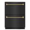 ZLINE Autograph 24-Inch Touchstone Refrigerator Drawer with Black Stainless Steel Doors & Bronze Helix Handles (RDSOZ-BS-24-KCB)