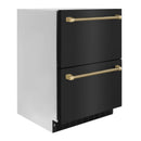 ZLINE Autograph 24-Inch Touchstone Refrigerator Drawer with Black Stainless Steel Doors & Bronze Helix Handles (RDSOZ-BS-24-KCB)