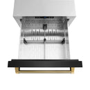 ZLINE Autograph 24-Inch Touchstone Refrigerator Drawer with Black Stainless Steel Doors & Gold Helix Handles (RDSOZ-BS-24-KG)