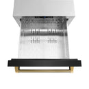 ZLINE Autograph 24-Inch Touchstone Refrigerator Drawer with Black Stainless Steel Doors & Gold Helix Handles (RDSOZ-BS-24-KG)