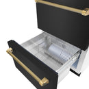 ZLINE Autograph 24-Inch Touchstone Refrigerator Drawer with Black Stainless Steel Doors & Gold Helix Handles (RDSOZ-BS-24-KG)