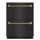 ZLINE Autograph 24-Inch Touchstone Refrigerator Drawer with Black Stainless Steel Doors & Gold Helix Handles (RDSOZ-BS-24-KG)