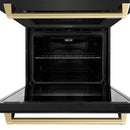 ZLINE Autograph Edition 30-Inch Professional True Convection Double Wall Oven with Air Fry and Self Clean in Black Stainless Steel with Champagne Bronze Handles (WADBZ-30-CB)