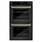 ZLINE Autograph Edition 30-Inch Professional True Convection Double Wall Oven with Air Fry and Self Clean in Black Stainless Steel with Champagne Bronze Handles (WADBZ-30-CB)