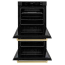 ZLINE Autograph Edition 30-Inch Professional True Convection Double Wall Oven with Air Fry and Self Clean in Black Stainless Steel with Champagne Bronze Handles (WADBZ-30-CB)