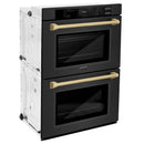 ZLINE Autograph Edition 30-Inch Professional True Convection Double Wall Oven with Air Fry and Self Clean in Black Stainless Steel with Champagne Bronze Handles (WADBZ-30-CB)