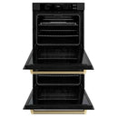 ZLINE Autograph 30-Inch True Convection Double Wall Oven in Black Stainless Steel with Bronze Helix Handles (WADBZ-30-KCB)