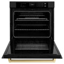 ZLINE Autograph Edition 2-Piece Appliance Package - 30-Inch Single Wall Oven with Self-Clean and 30-inch Built-In Microwave Oven in Black Stainless Steel with Champagne Bronze Trim