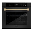 ZLINE Autograph Edition 2-Piece Appliance Package - 30-Inch Single Wall Oven with Self-Clean and 30-inch Built-In Microwave Oven in Black Stainless Steel with Champagne Bronze Trim