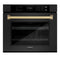 ZLINE Autograph Edition 30-Inch Professional True Convection Single Wall Oven with Air Fry and Self Clean in Black Stainless Steel with Champagne Bronze Handle (WASBZ-30-CB)