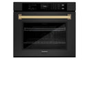 ZLINE Autograph Edition 2-Piece Appliance Package - 30-Inch Single Wall Oven with Self-Clean and 30-inch Built-In Microwave Oven in Black Stainless Steel with Champagne Bronze Trim