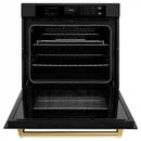 ZLINE Autograph Edition 2-Piece Appliance Package - 30-Inch Single Wall Oven with Self-Clean and 30-inch Built-In Microwave Oven in Black Stainless Steel with Gold Trim
