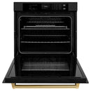 ZLINE Autograph Edition 30-Inch Professional True Convection Single Wall Oven with Air Fry and Self Clean in Black Stainless Steel with Polished Gold Handle (WASBZ-30-G)