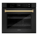 ZLINE Autograph Edition 2-Piece Appliance Package - 30-Inch Single Wall Oven with Self-Clean and 30-inch Built-In Microwave Oven in Black Stainless Steel with Gold Trim