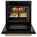 ZLINE Autograph 30-Inch True Convection Single Wall Oven in Black Stainless Steel with Bronze Helix Handle (WASBZ-30-KCB)