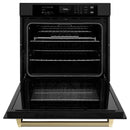 ZLINE Autograph 30-Inch True Convection Single Wall Oven in Black Stainless Steel with Bronze Helix Handle (WASBZ-30-KCB)