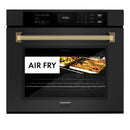 ZLINE Autograph 30-Inch True Convection Single Wall Oven in Black Stainless Steel with Gold Helix Handle (WASBZ-30-KG)
