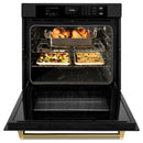 ZLINE Autograph 30-Inch True Convection Single Wall Oven in Black Stainless Steel with Gold Helix Handle (WASBZ-30-KG)