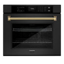 ZLINE Autograph 30-Inch True Convection Single Wall Oven in Black Stainless Steel with Gold Helix Handle (WASBZ-30-KG)
