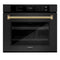 ZLINE Autograph 30-Inch True Convection Single Wall Oven in Black Stainless Steel with Gold Helix Handle (WASBZ-30-KG)