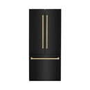 ZLINE 36-Inch Autograph Edition 19.6 cu. ft. Built-in 2-Door Bottom Freezer Refrigerator with Internal Water and Ice Dispenser in Black Stainless Steel with Gold Accents (RBIVZ-BS-36-G)