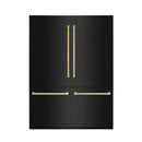ZLINE 60-Inch Autograph Edition 32.2 cu. ft. Built-in 4-Door French Door Refrigerator with Internal Water and Ice Dispenser in Black Stainless Steel with Gold Accents (RBIVZ-BS-60-G)