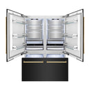 ZLINE 60-Inch Autograph Edition 32.2 cu. ft. Built-in 4-Door French Door Refrigerator with Internal Water and Ice Dispenser in Black Stainless Steel with Gold Accents (RBIVZ-BS-60-G)