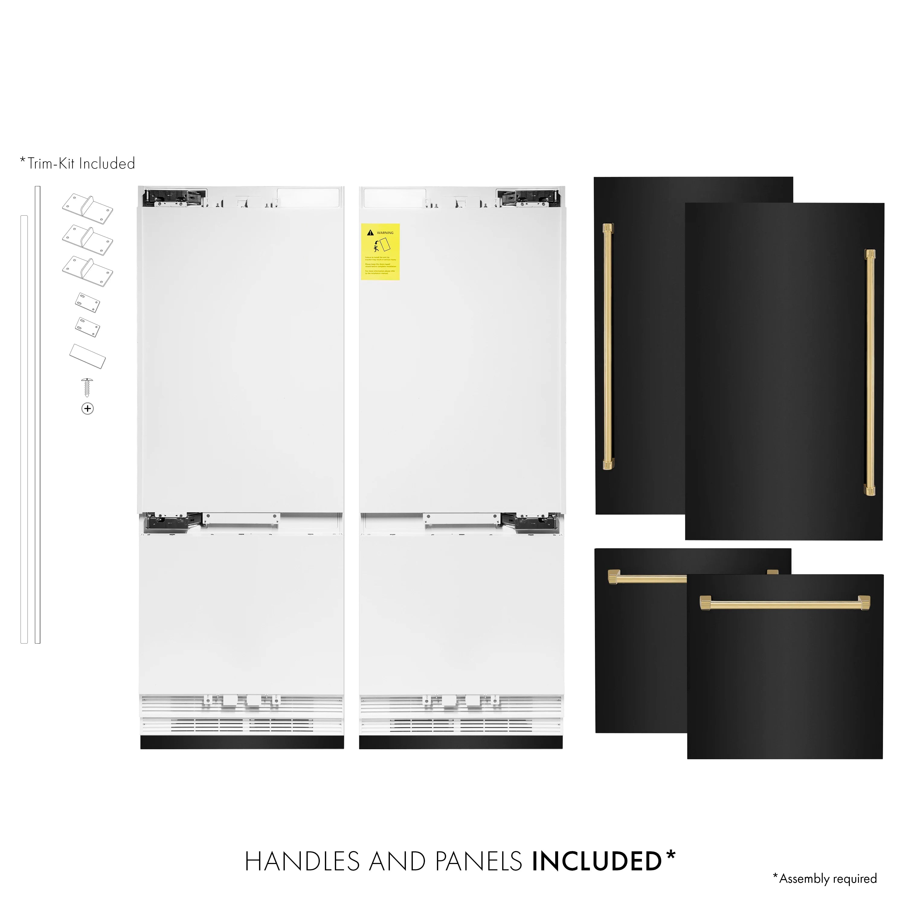 Refrigerator handles and panels included diagram with black door sections