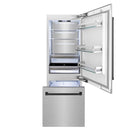ZLINE 30-Inch Autograph Edition 16.1 cu. ft. Built-in 2-Door Bottom Freezer Refrigerator with Internal Water and Ice Dispenser in Fingerprint Resistant Stainless Steel with Matte Black Accents (RBIVZ-SN-30-MB)