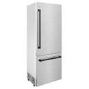 ZLINE 30-Inch Autograph Edition 16.1 cu. ft. Built-in 2-Door Bottom Freezer Refrigerator with Internal Water and Ice Dispenser in Fingerprint Resistant Stainless Steel with Matte Black Accents (RBIVZ-SN-30-MB)