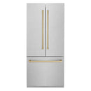 ZLINE 36-Inch Autograph Edition 19.6 cu. ft. Built-in 2-Door Bottom Freezer Refrigerator with Internal Water and Ice Dispenser in Satin Stainless Steel with Champagne Bronze Accents (RBIVZ-SN-36-CB)