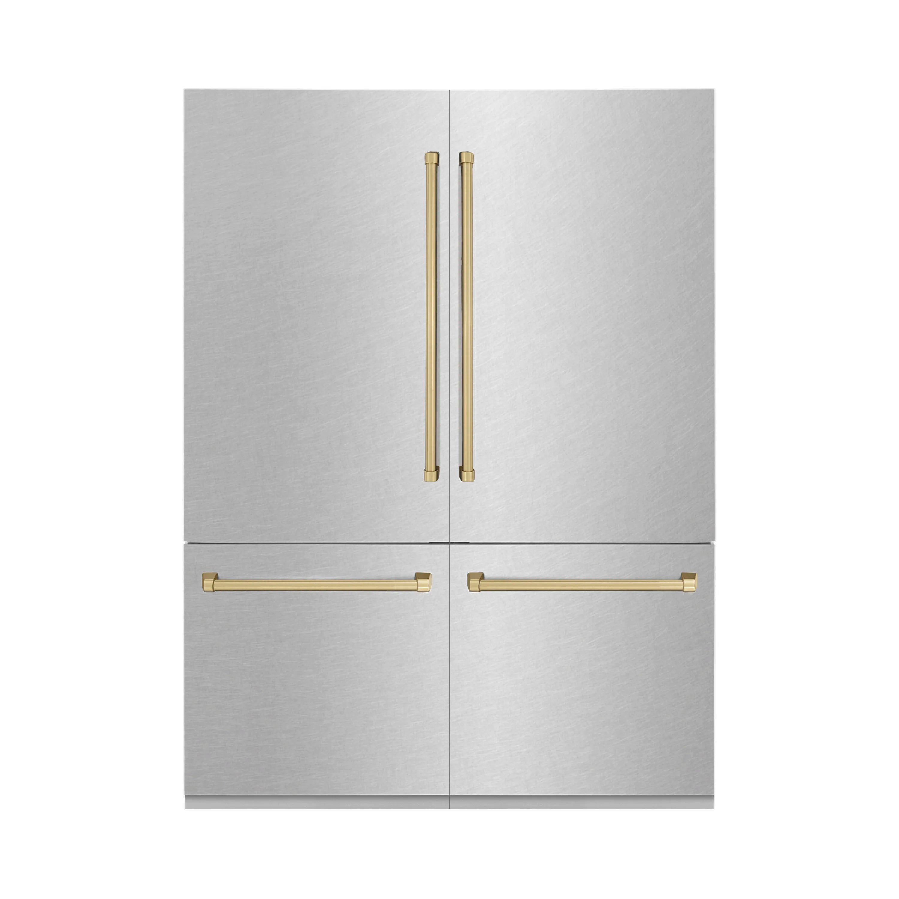 Champagne bronze refrigerator handle set with two vertical and two horizontal bars