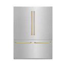 ZLINE 60-Inch Autograph Edition 32.2 cu. ft. Built-in 4-Door French Door Refrigerator with Internal Water and Ice Dispenser in Fingerprint Resistant Stainless Steel with Champagne Bronze Accents (RBIVZ-SN-60-CB)