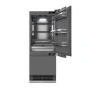 ZLINE Autograph Edition 30-Inch 16.1 Cu. Ft. Built-In Bottom Freezer Refrigerator with Water Dispenser and Ice Maker with Graphite Gray Interior in Panel Ready and Champagne Bronze Accents (GRBIVZ-30-CB)