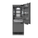 ZLINE Autograph Edition 30-Inch 16.1 Cu. Ft. Built-In Bottom Freezer Refrigerator with Water Dispenser and Ice Maker with Graphite Gray Interior in Panel Ready with Polished Gold Accents (GRBIVZ-30-G)